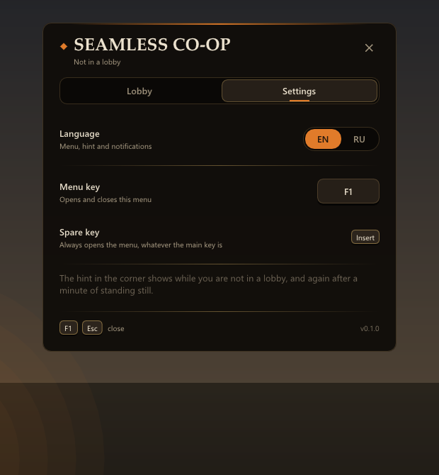 Settings: language, menu key and what gets synced